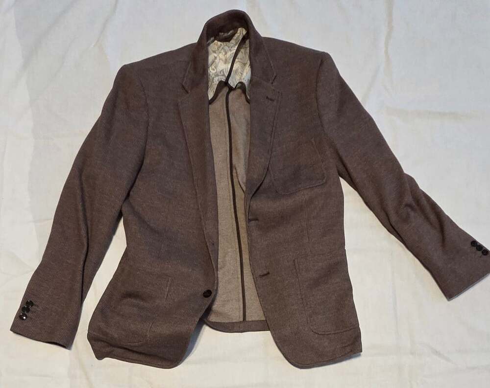 Tasso Elba Sport Coat Blazer Size L 42-44 Brown Cotton Blend